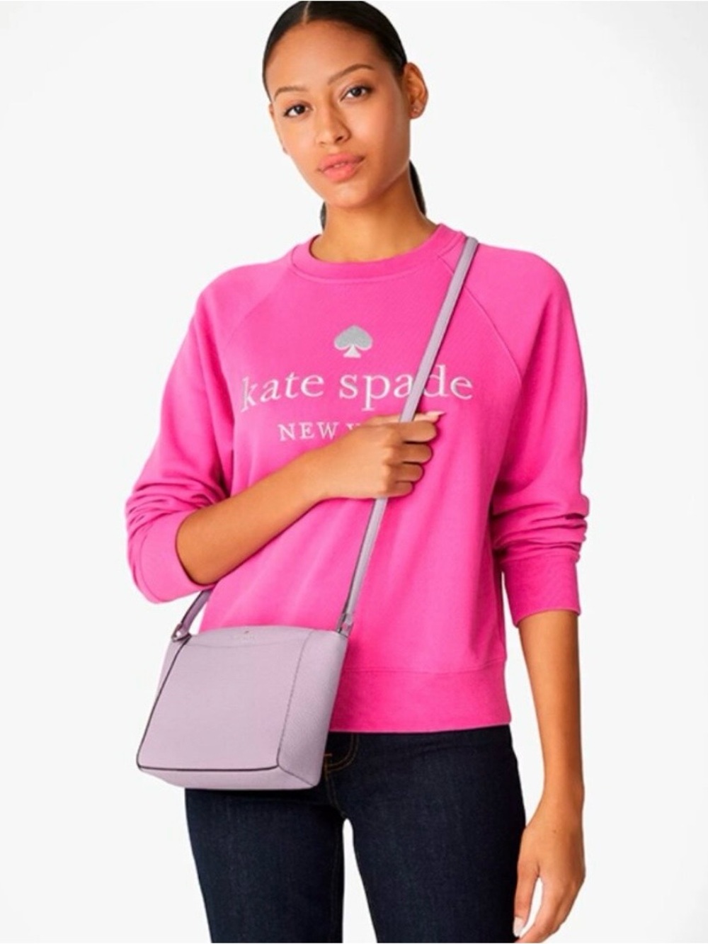 Kate Spade NWT Monica Crossbody, Pebbled Leather, Violet Mist